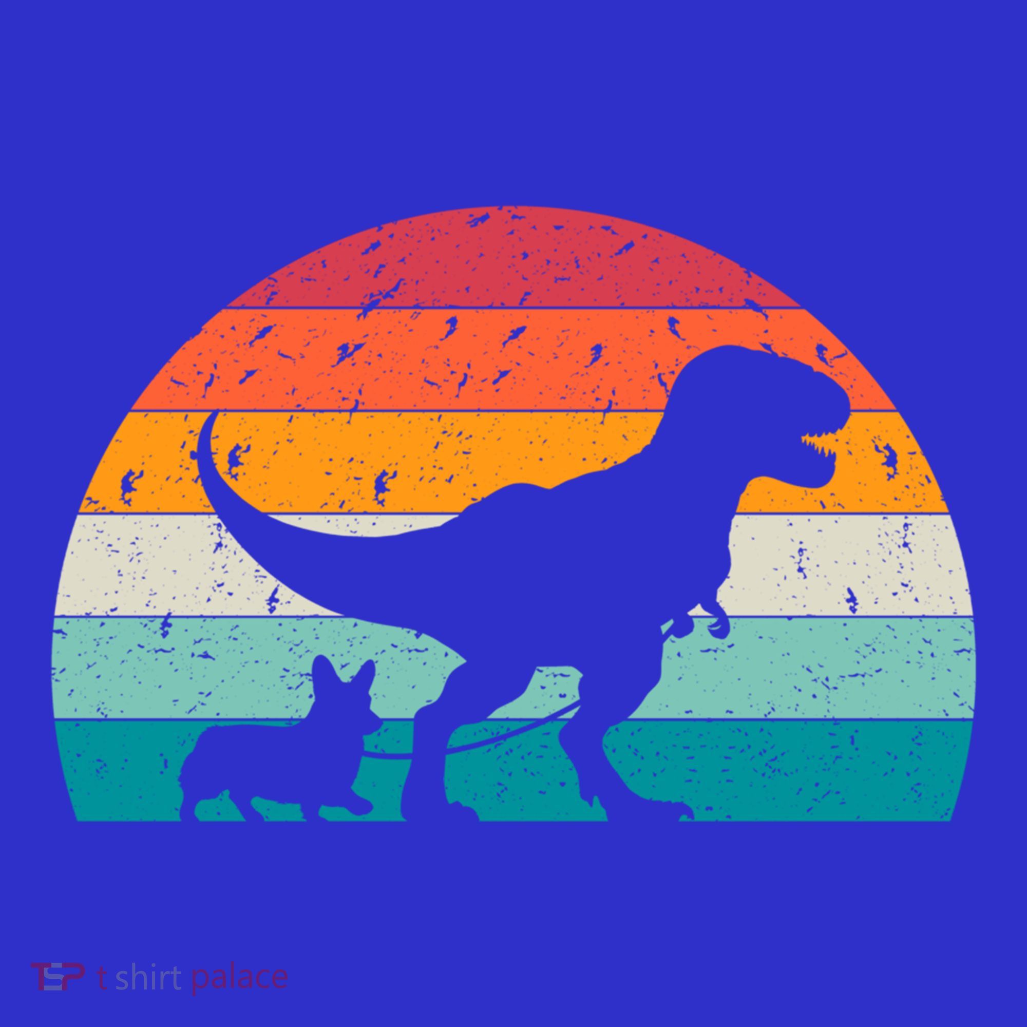 Trex Walking A Dog Funny Pembroke Welsh Corgi Lover Dog Dad Gift T-Shirt