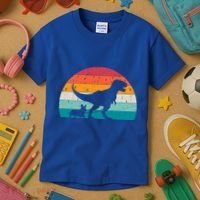 Trex Walking A Dog Funny Pembroke Welsh Corgi Lover Dog Dad Gift Kids T-Shirt thumb 3