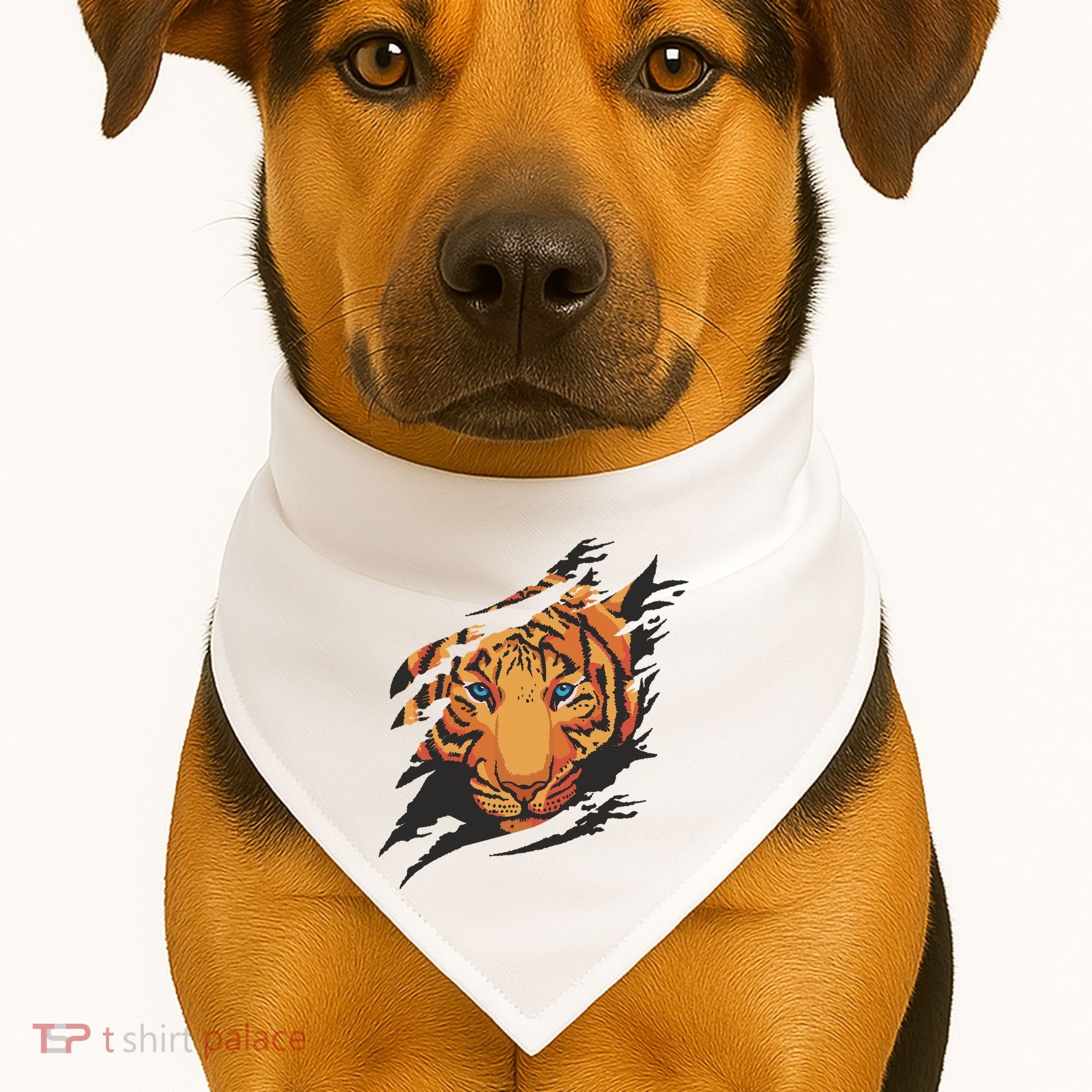 Tiger Wild Animal Ripped USA-Made Doggie Bandana