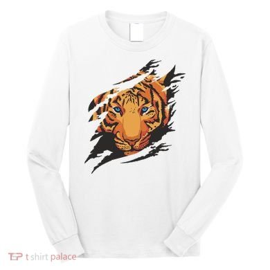 Tiger Wild Animal Ripped Long Sleeve Shirt