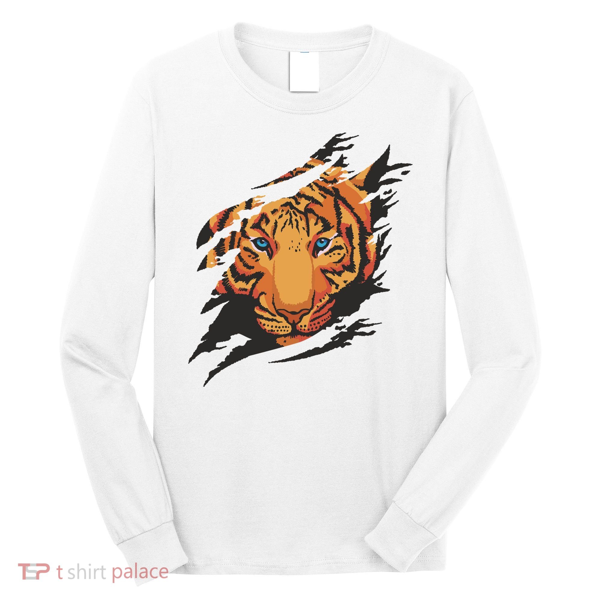 Tiger Wild Animal Ripped Long Sleeve Shirt