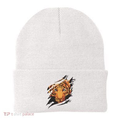 Tiger Wild Animal Ripped Beanie