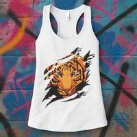 Tiger Wild Animal Ripped Women's Tank Top thumb 3