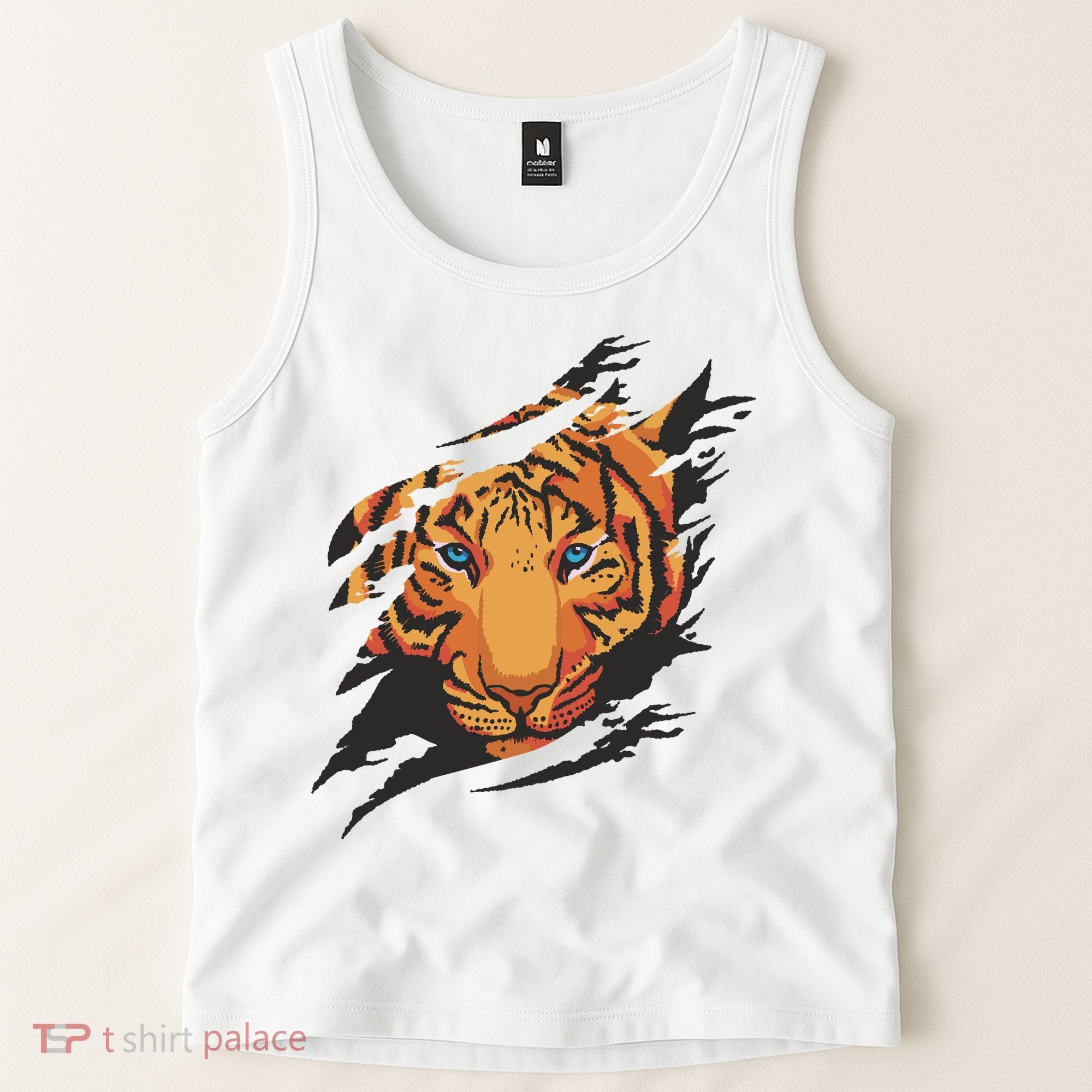 Tiger Wild Animal Ripped Tank Top