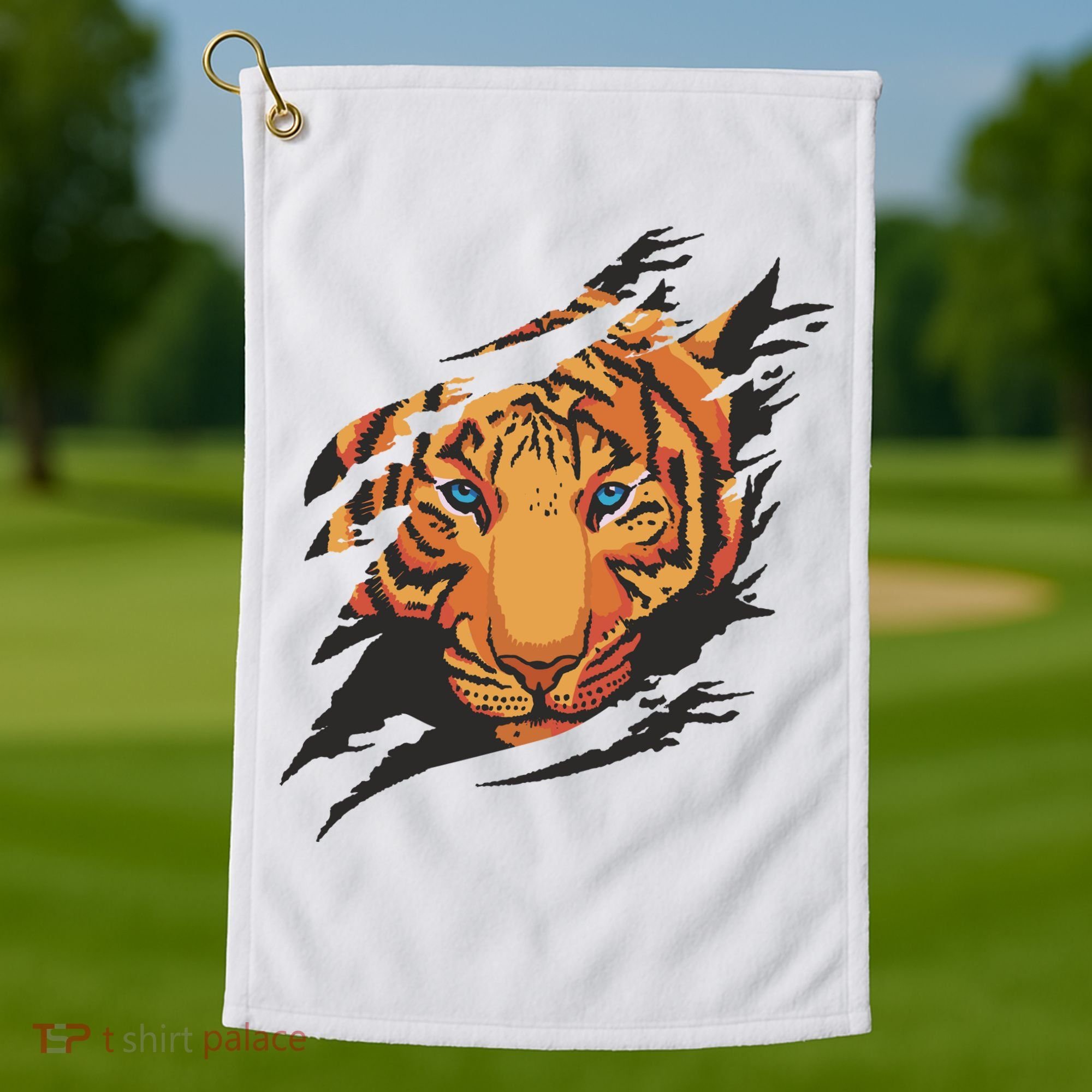 Tiger Wild Animal Ripped Golf Towel
