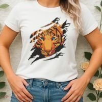Tiger Wild Animal Ripped Women's T-Shirt thumb 2