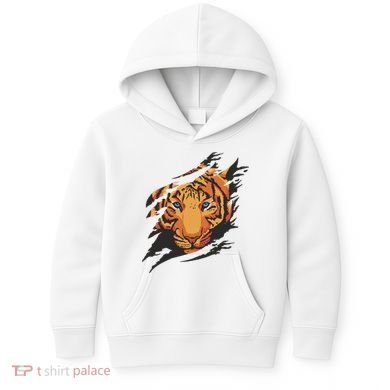 Tiger Wild Animal Ripped Kids Hoodie