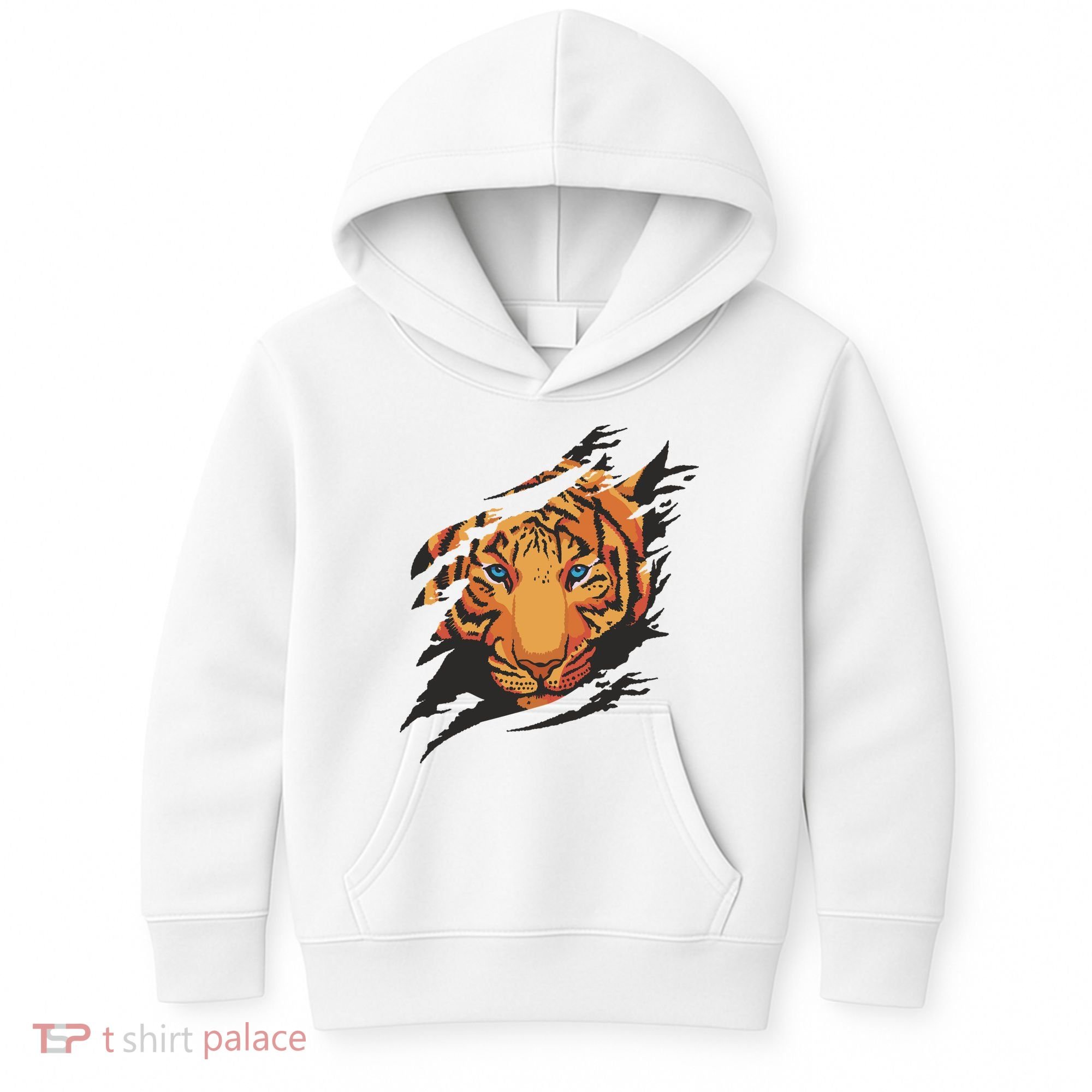 Tiger Wild Animal Ripped Kids Hoodie