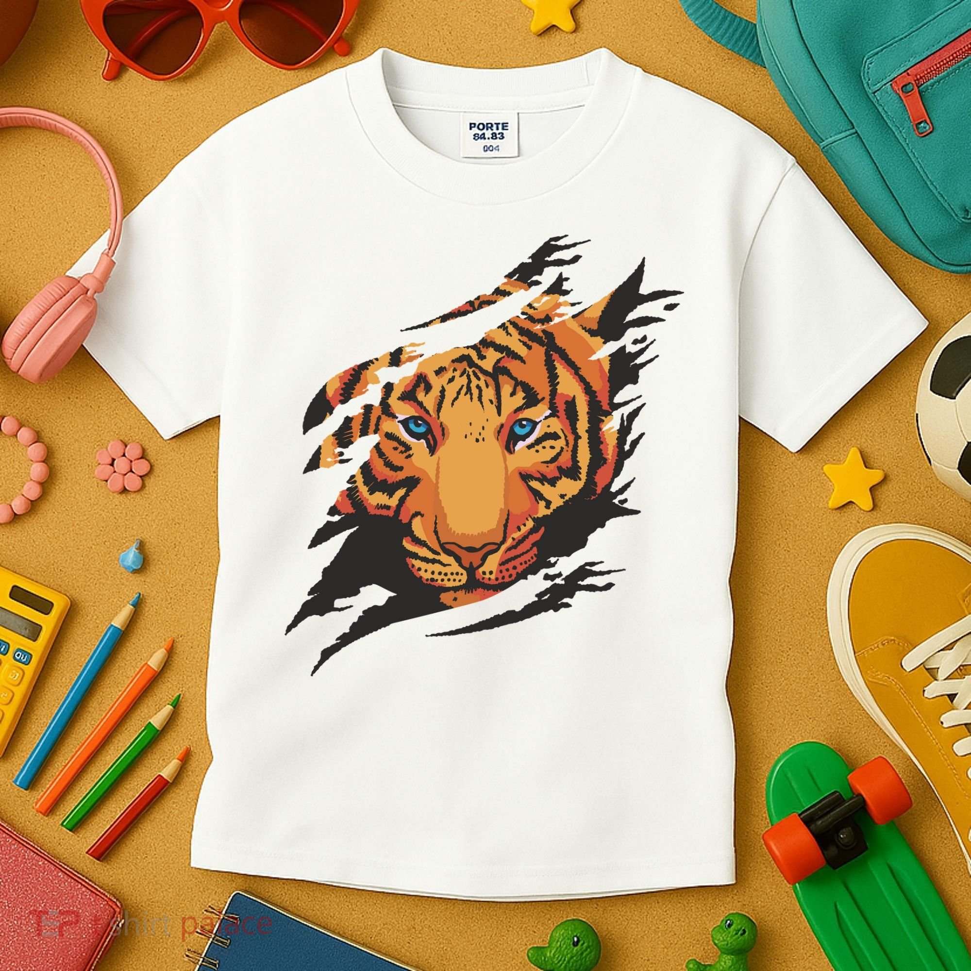 Tiger Wild Animal Ripped Kids T-Shirt