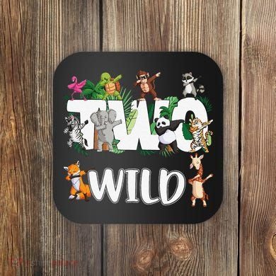 Two Wild Animals Safari 2 Years Jungle 2nd Second Birthday Coaster