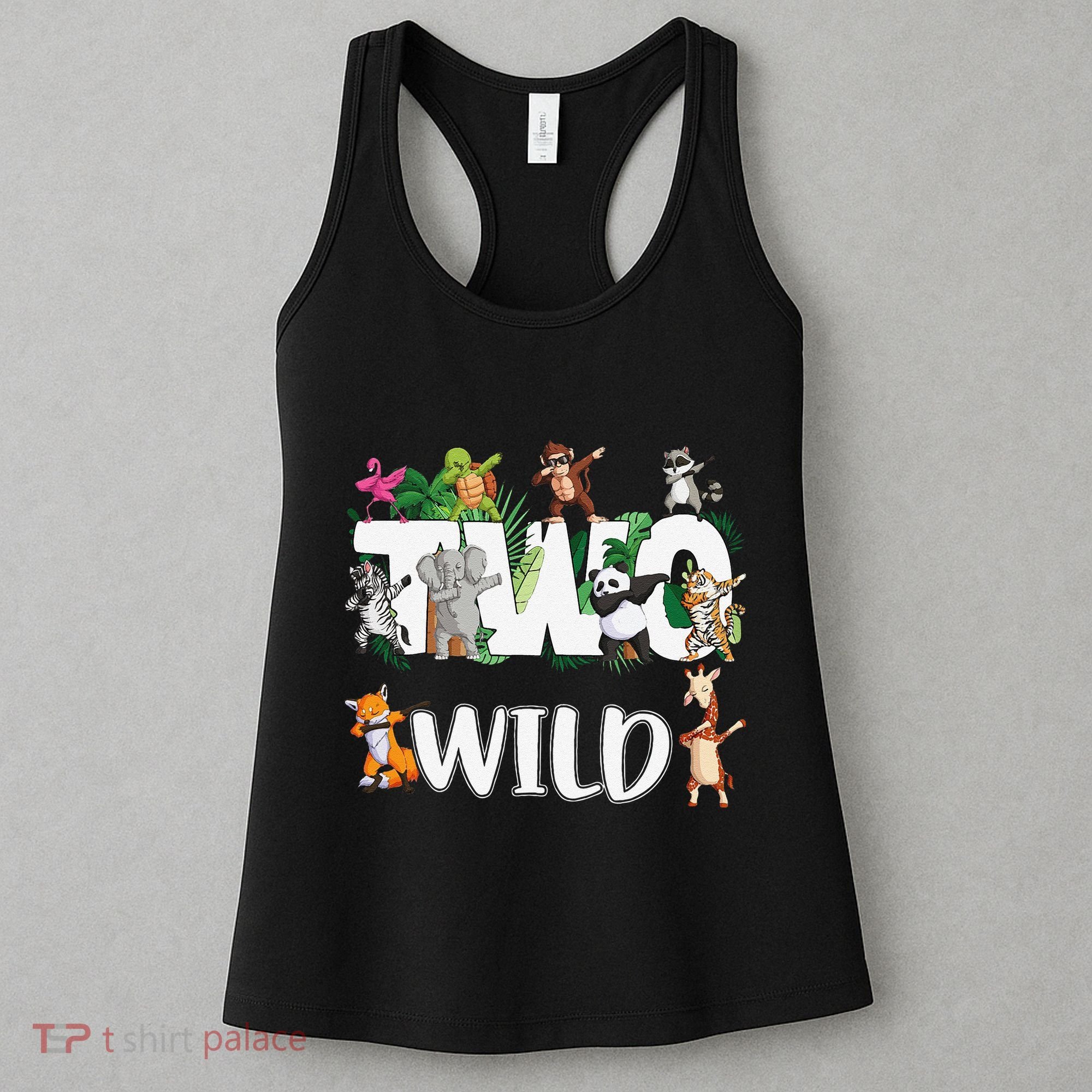 Two Wild Animals Safari 2 Years Jungle 2nd Second Birthday Women's Tank Top