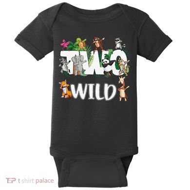 Two Wild Animals Safari 2 Years Jungle 2nd Second Birthday Baby Bodysuit