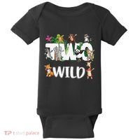 Two Wild Animals Safari 2 Years Jungle 2nd Second Birthday Baby Bodysuit thumb 0