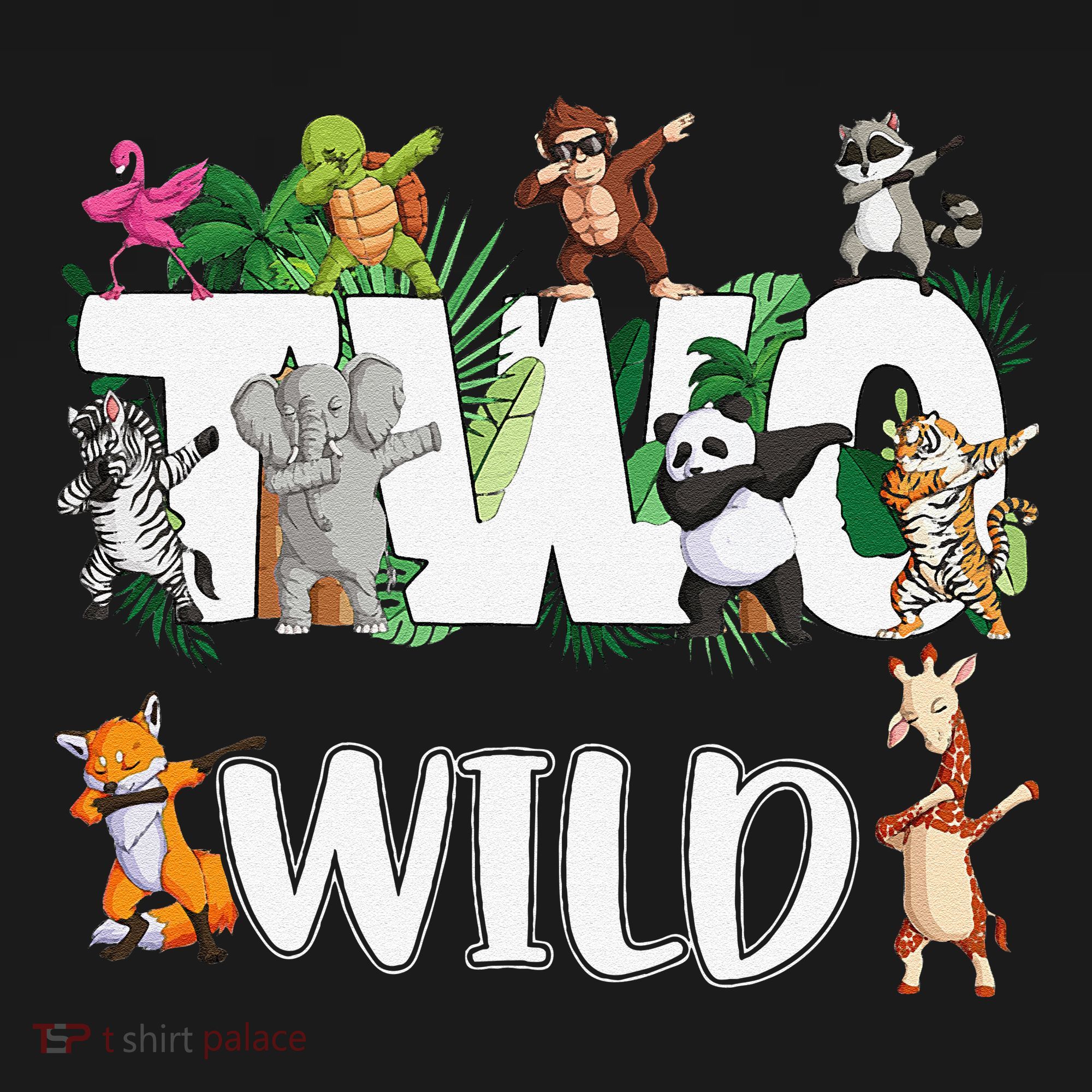 Two Wild Animals Safari 2 Years Jungle 2nd Second Birthday Baby Bodysuit
