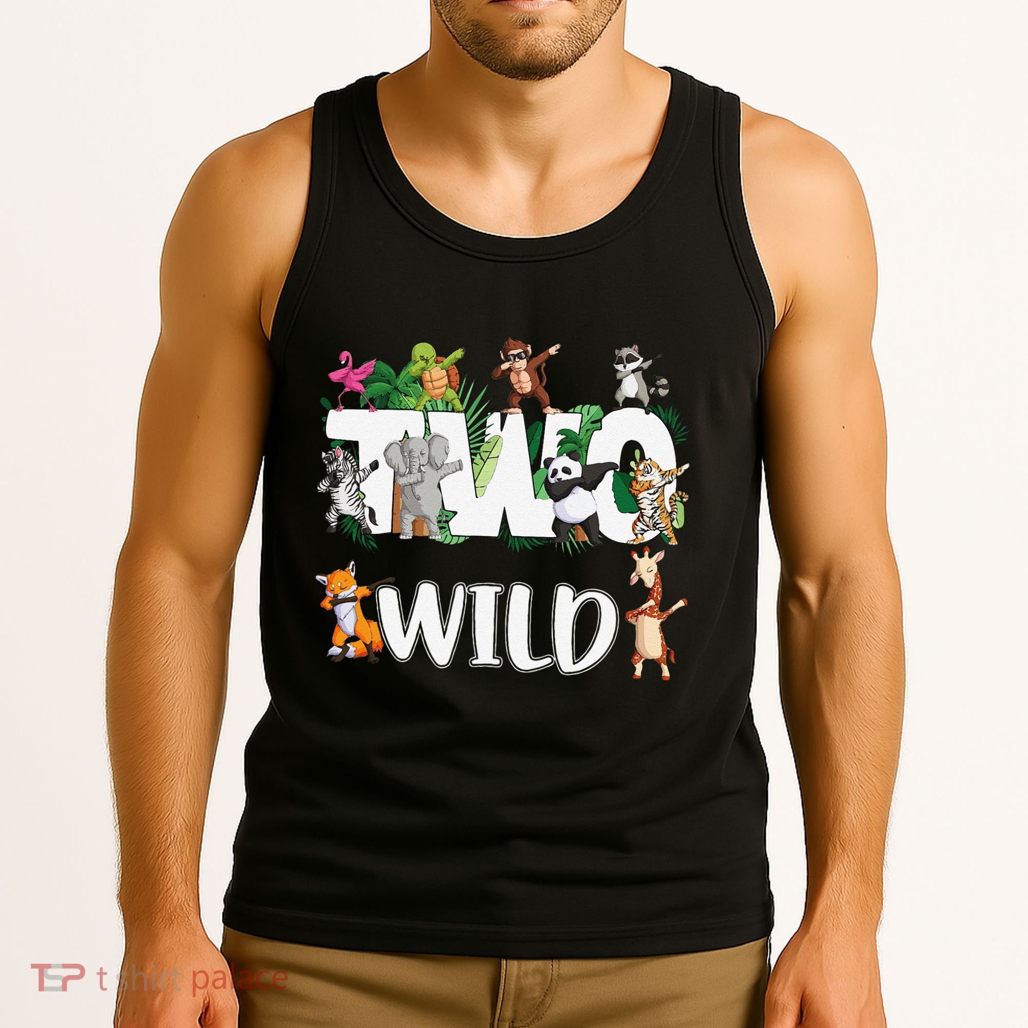 Two Wild Animals Safari 2 Years Jungle 2nd Second Birthday Tank Top