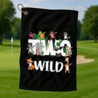 Two Wild Animals Safari 2 Years Jungle 2nd Second Birthday Golf Towel thumb 1