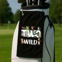 Two Wild Animals Safari 2 Years Jungle 2nd Second Birthday Golf Towel thumb 2