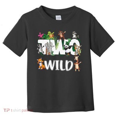 Two Wild Animals Safari 2 Years Jungle 2nd Second Birthday Toddler T-Shirt