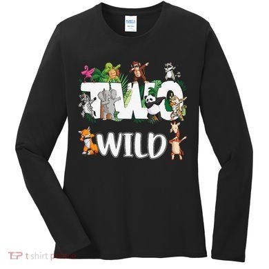 Two Wild Animals Safari 2 Years Jungle 2nd Second Birthday Women's Long Sleeve Shirt