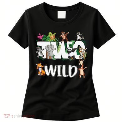 Two Wild Animals Safari 2 Years Jungle 2nd Second Birthday Women's T-Shirt