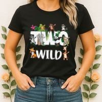 Two Wild Animals Safari 2 Years Jungle 2nd Second Birthday Women's T-Shirt thumb 2
