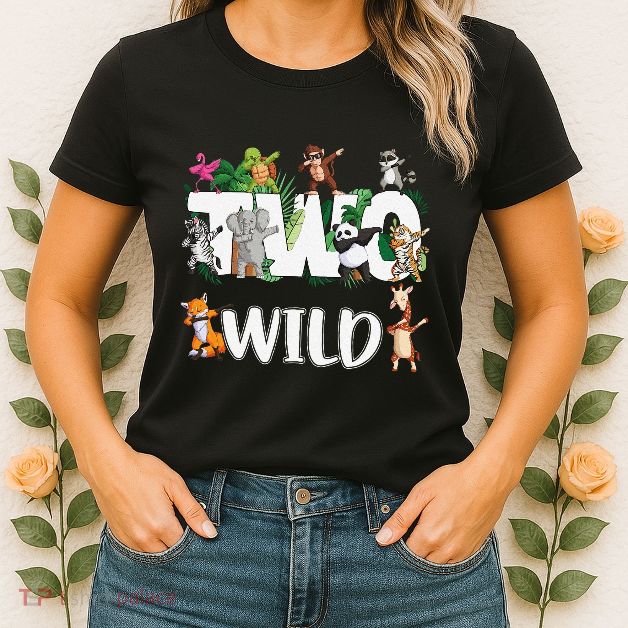 Two Wild Animals Safari 2 Years Jungle 2nd Second Birthday Women's T-Shirt
