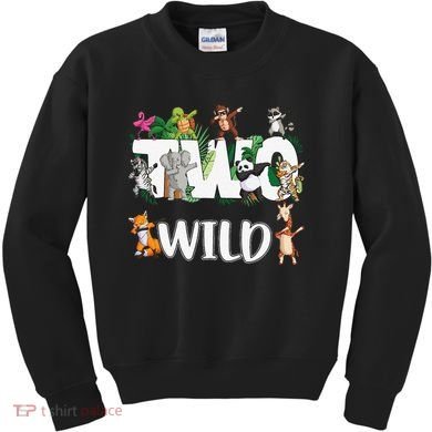 Two Wild Animals Safari 2 Years Jungle 2nd Second Birthday Kids Sweatshirt