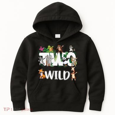 Two Wild Animals Safari 2 Years Jungle 2nd Second Birthday Kids Hoodie