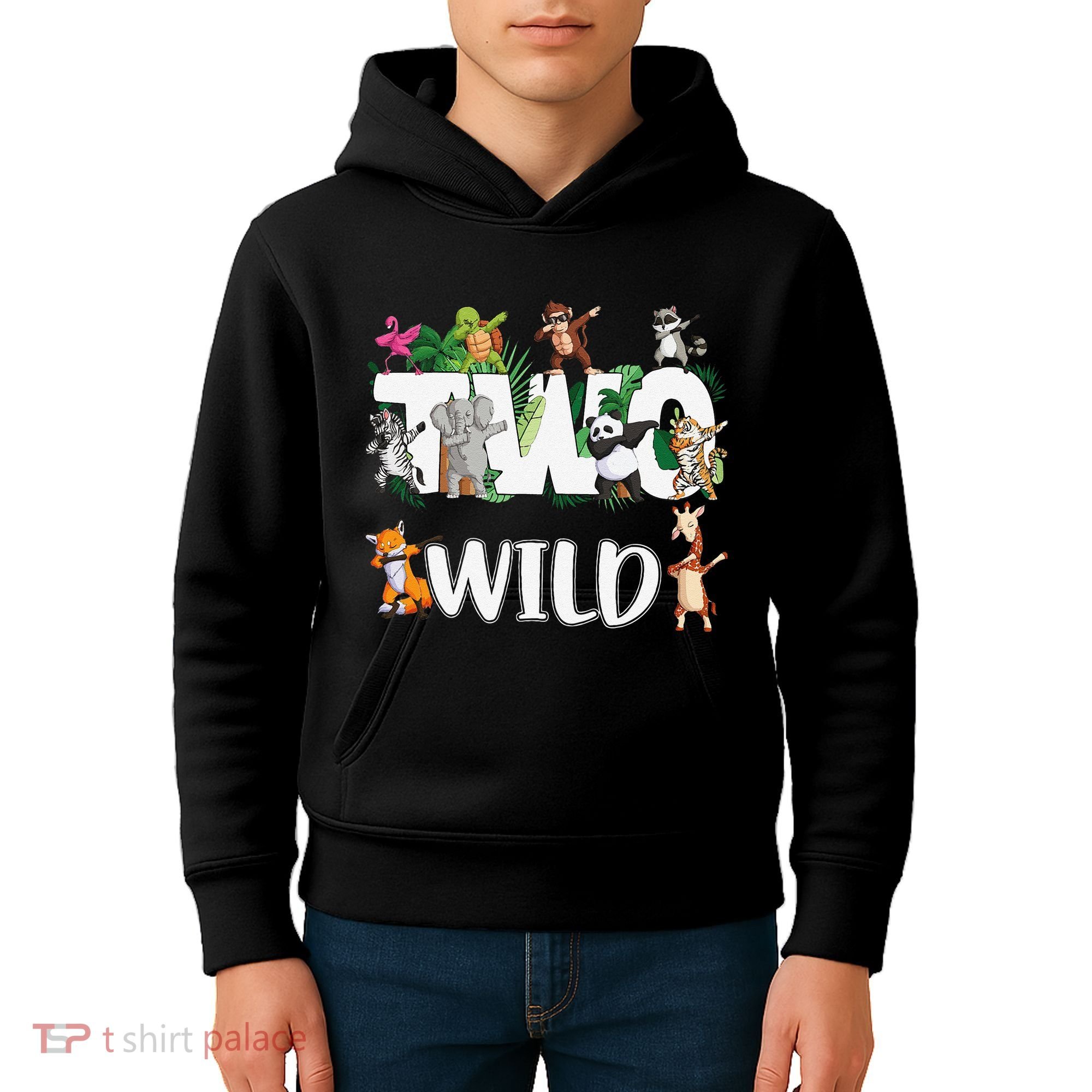 Two Wild Animals Safari 2 Years Jungle 2nd Second Birthday Kids Hoodie