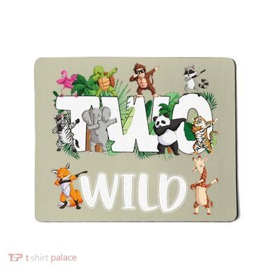 Two Wild Animals Safari 2 Years Jungle 2nd Second Birthday Mousepad