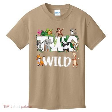 Two Wild Animals Safari 2 Years Jungle 2nd Second Birthday Kids T-Shirt