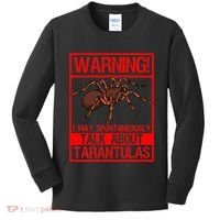 Tarantula Warning Arachnid Hairy Spiders Entomologist Kids Long Sleeve Shirt thumb 0