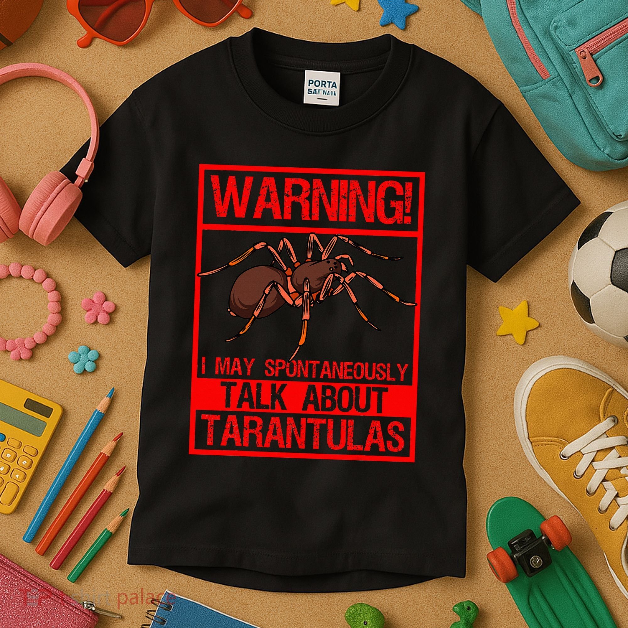 Tarantula Warning Arachnid Hairy Spiders Entomologist Kids T-Shirt