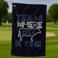Texas Where Bbq Is King Golf Towel thumb 1