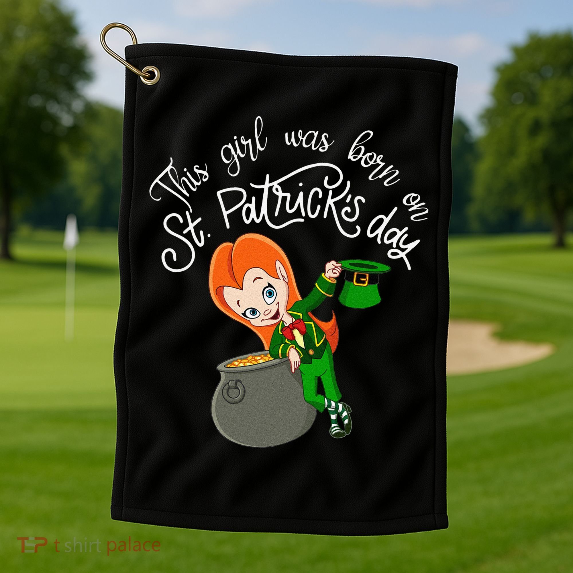 This Was Born On Saint Patrick's Day Birthday Golf Towel