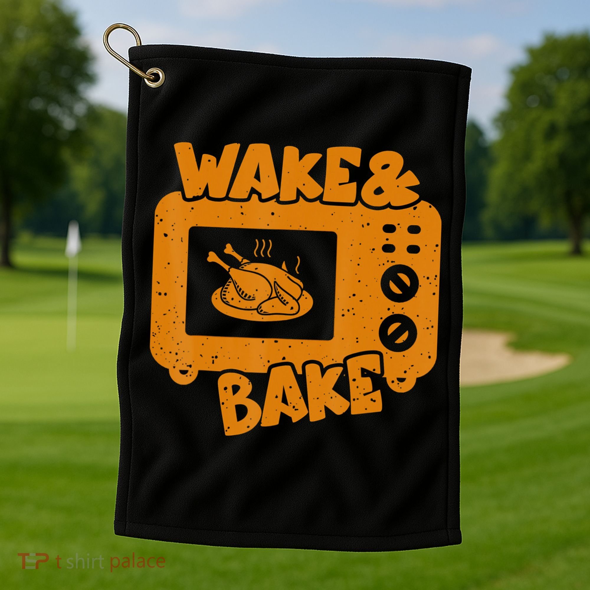 Turkey Wake Bake Feast Meal Dinner Thanksgiving Chef Golf Towel