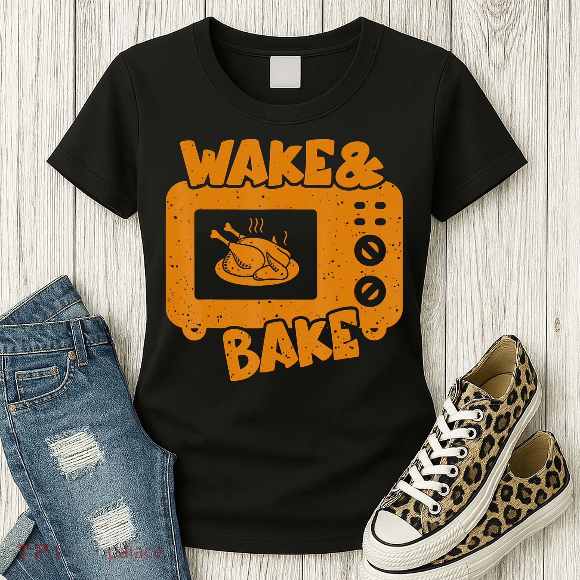 Turkey Wake Bake Feast Meal Dinner Thanksgiving Chef Women's T-Shirt