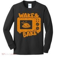 Turkey Wake Bake Feast Meal Dinner Thanksgiving Chef Kids Long Sleeve Shirt thumb 0