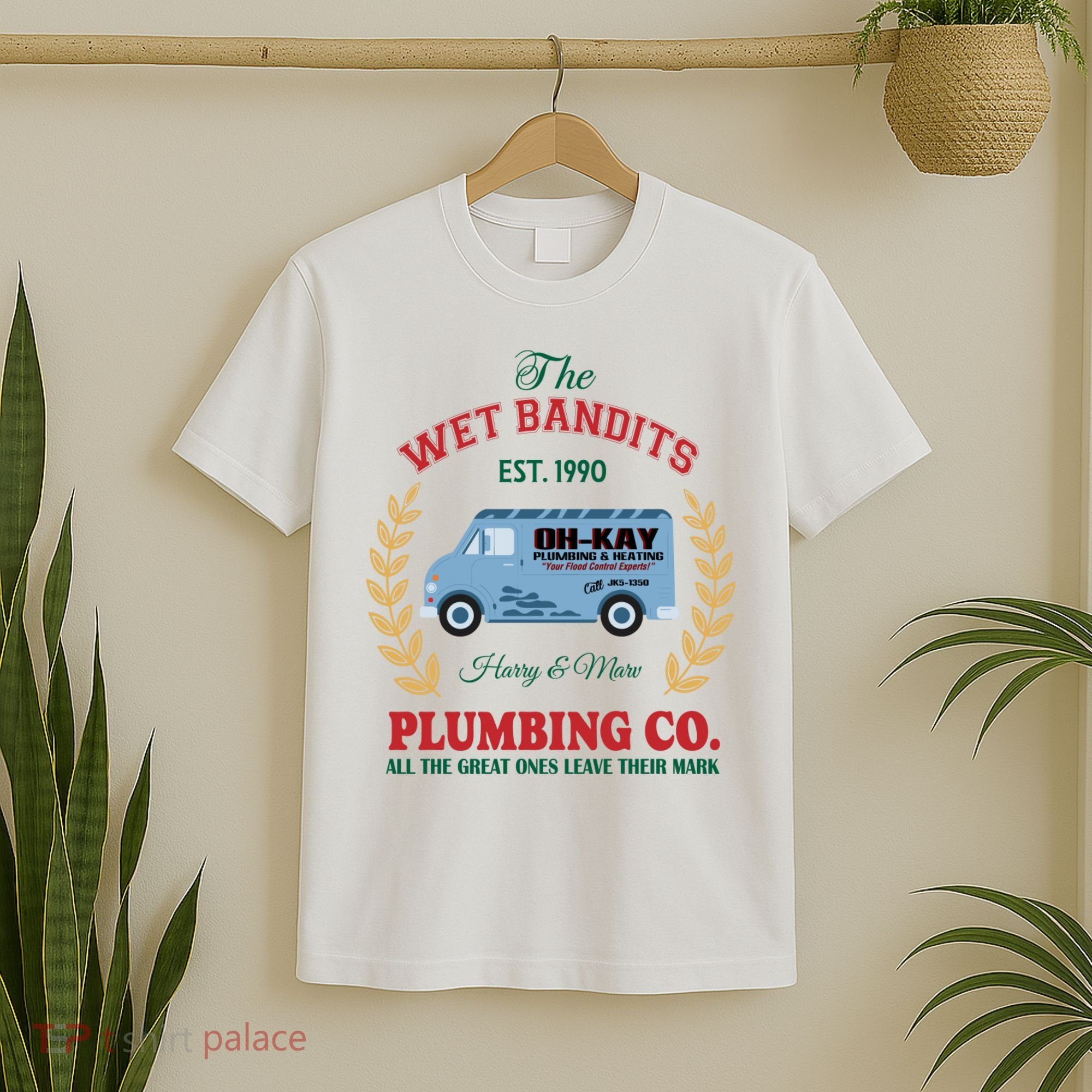 The Wet Bandits Est 1990 Plumbing Co Home Alone Christmas Xmas Holiday T-Shirt