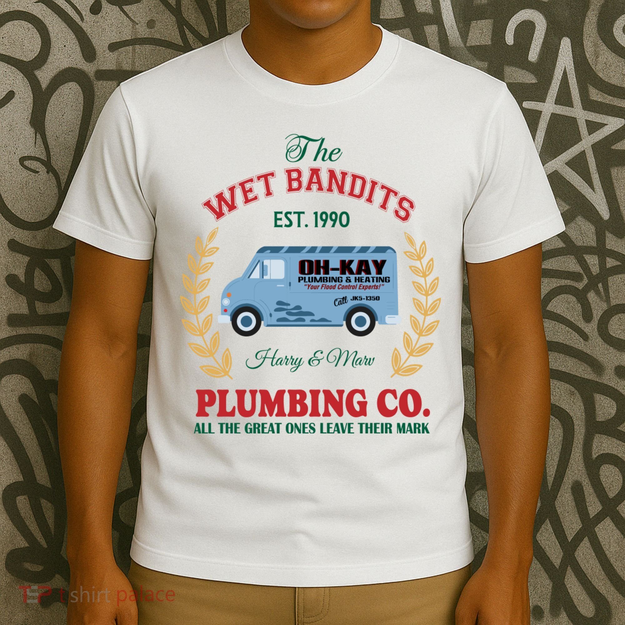 The Wet Bandits Est 1990 Plumbing Co Home Alone Christmas Xmas Holiday T-Shirt