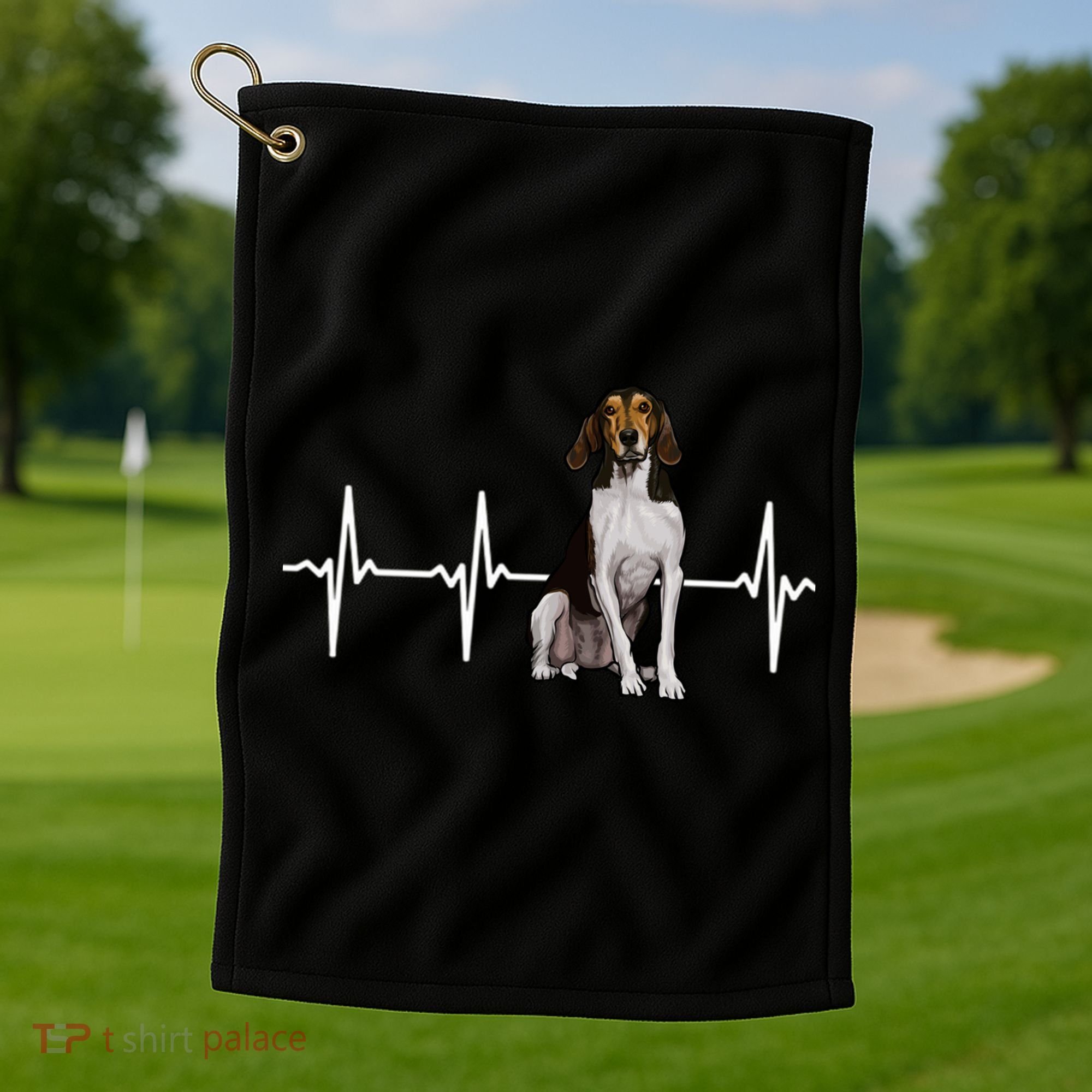 Treeing Walker Coonhound Heartbeat Dog Lover Gift Golf Towel