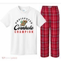 Tournament Win Cornhole Champion Corn Hole Champ Kids Plaid Pajama Set thumb 0