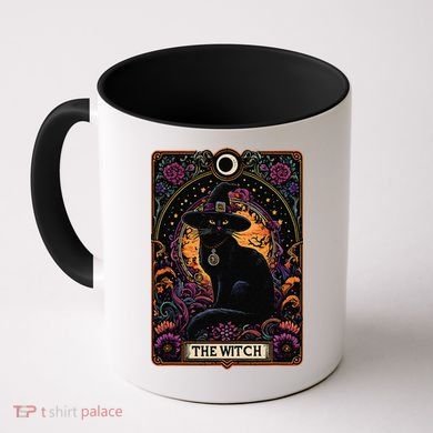 The Witch Cat Tarot Card Halloween Vintage Gothic Coffee Mug