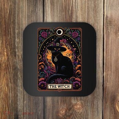The Witch Cat Tarot Card Halloween Vintage Gothic Coaster