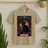 The Witch Cat Tarot Card Halloween Vintage Gothic T-Shirt thumb 2