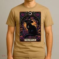 The Witch Cat Tarot Card Halloween Vintage Gothic T-Shirt thumb 3