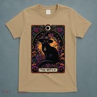 The Witch Cat Tarot Card Halloween Vintage Gothic T-Shirt thumb 5
