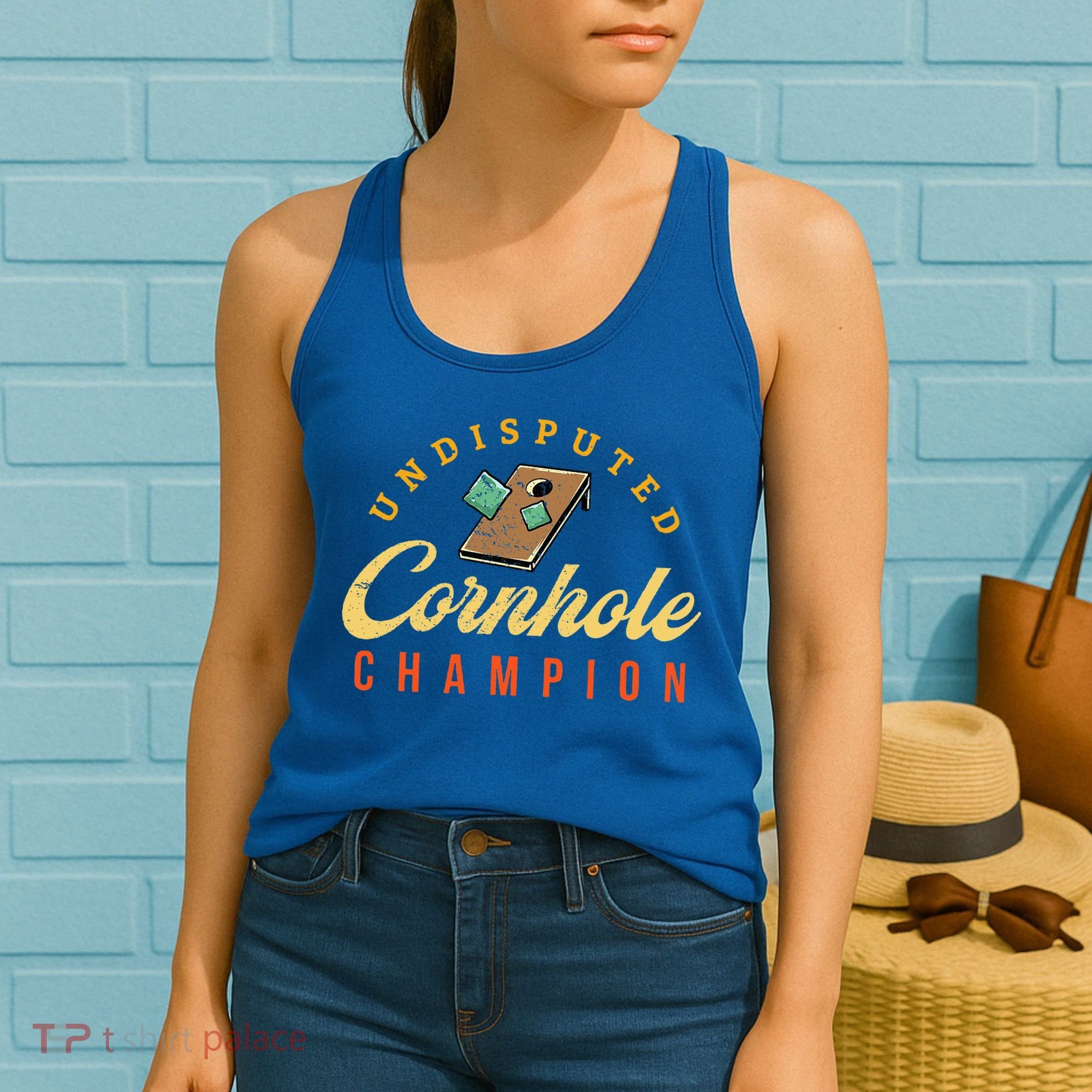 Tournament Win Cornhole Champion Corn Hole Champ Toss Game Women's Tank Top