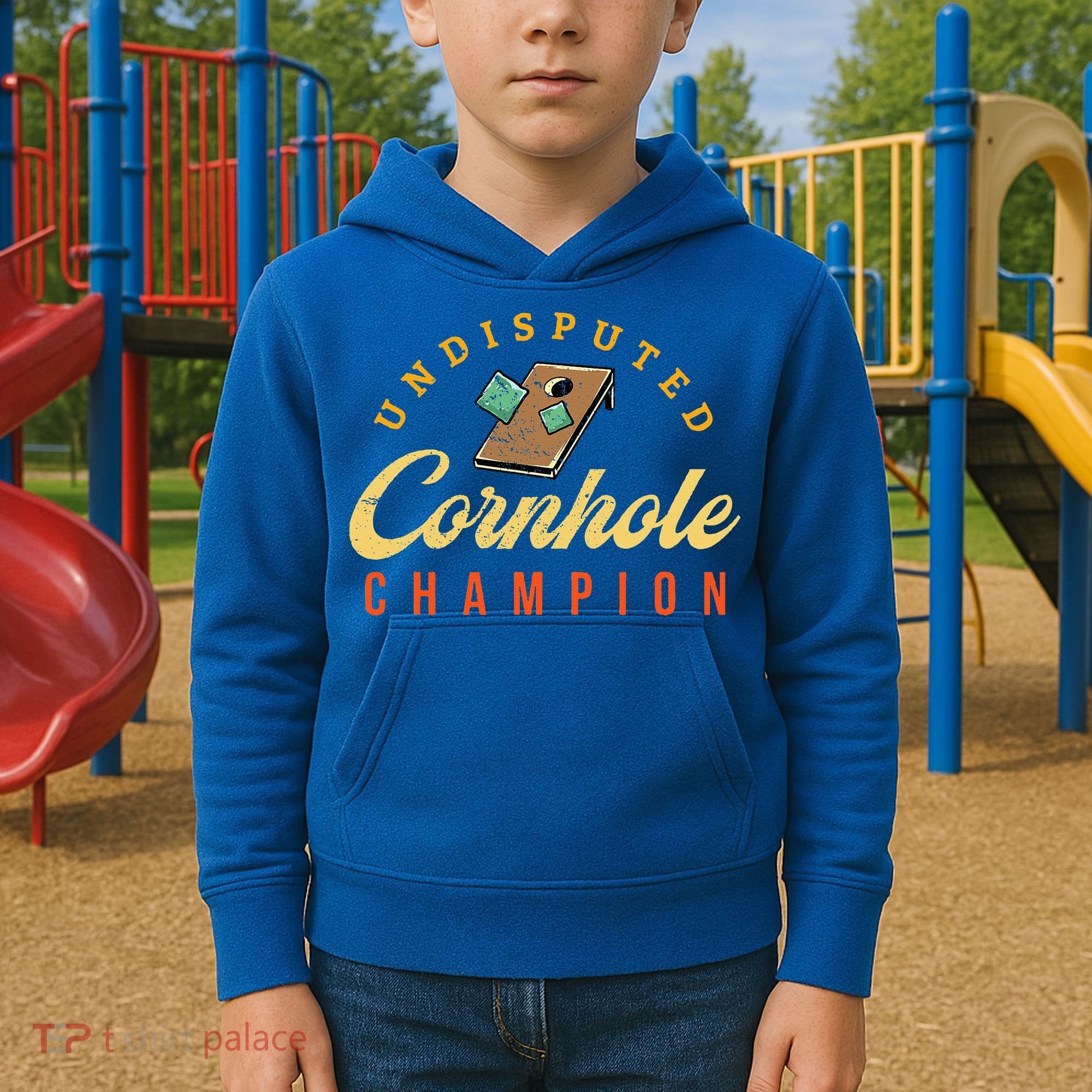 Tournament Win Cornhole Champion Corn Hole Champ Toss Game Kids Hoodie