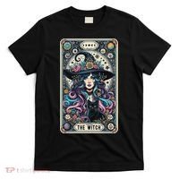 The Witch Cat Tarot Card Witch Vintage Gothic Halloween T-Shirt thumb 0